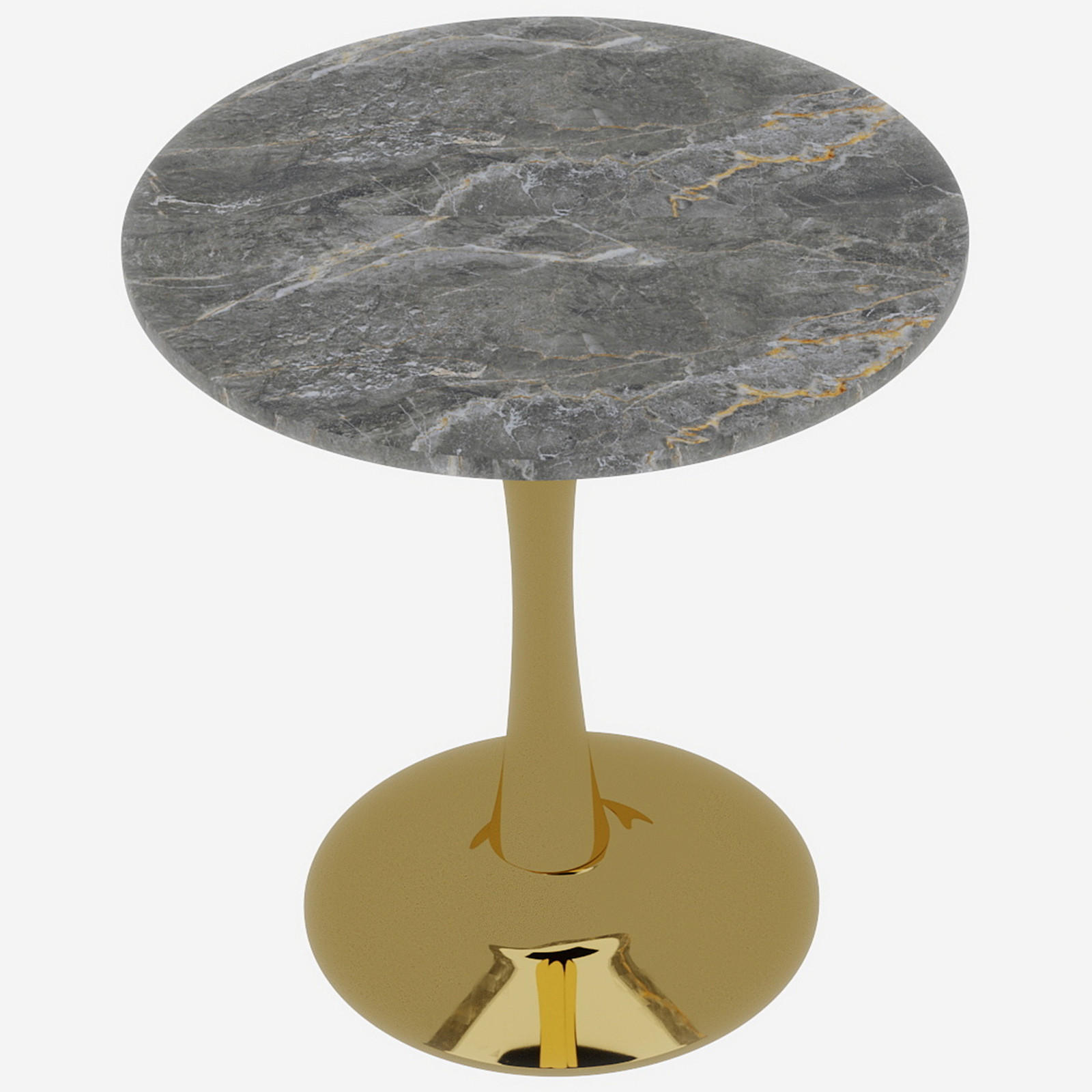 COUCHTISCH Beistelltisch Kaffeetisch runde Tischplatte Marmoroptik schlankes Design hohe Beine Wohnzimmer - Goldfarben, Stein/Metall (70/70/72cm) - EVRYAE