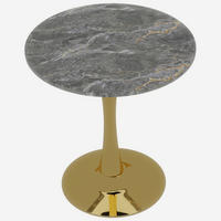 COUCHTISCH Beistelltisch Kaffeetisch runde Tischplatte Marmoroptik schlankes Design hohe Beine Wohnzimmer - Goldfarben, Stein/Metall (70/70/72cm) - EVRYAE