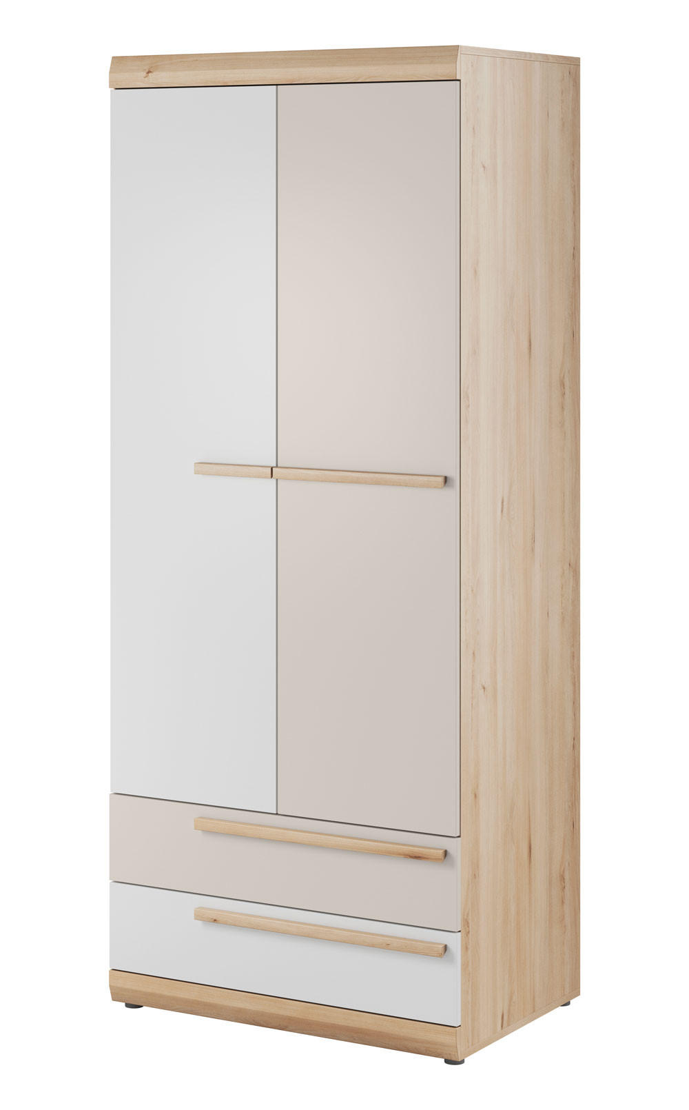 KLEIDERSCHRANK Happy Eiche Bernstein / weiß / Champangerfarben 80 / 54 / 194cm - Eichefarben/Multicolor, Holz/Holzwerkstoff (80/194/54cm) - Feldmann-Wohnen