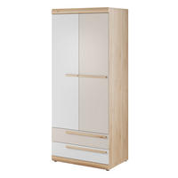 KLEIDERSCHRANK Happy Eiche Bernstein / weiß / Champangerfarben 80 / 54 / 194cm - Eichefarben/Multicolor, Holz/Holzwerkstoff (80/194/54cm) - Feldmann-Wohnen