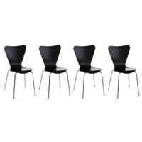 BESUCHERSTUHL 4er Set Holz Schwarz - Schwarz, Holz/Metall (45/85/49cm) - CLP