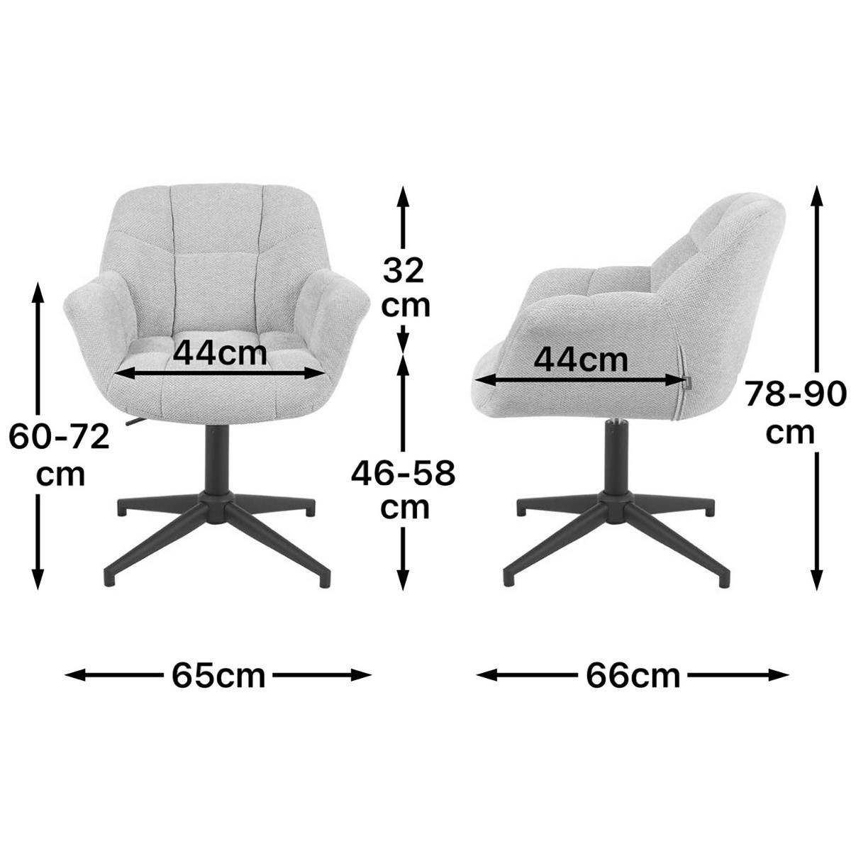 BÜROSTUHL Mika-Nala - Beige/Schwarz, Textil/Metall (65/78/66cm) - DUBI Möbel