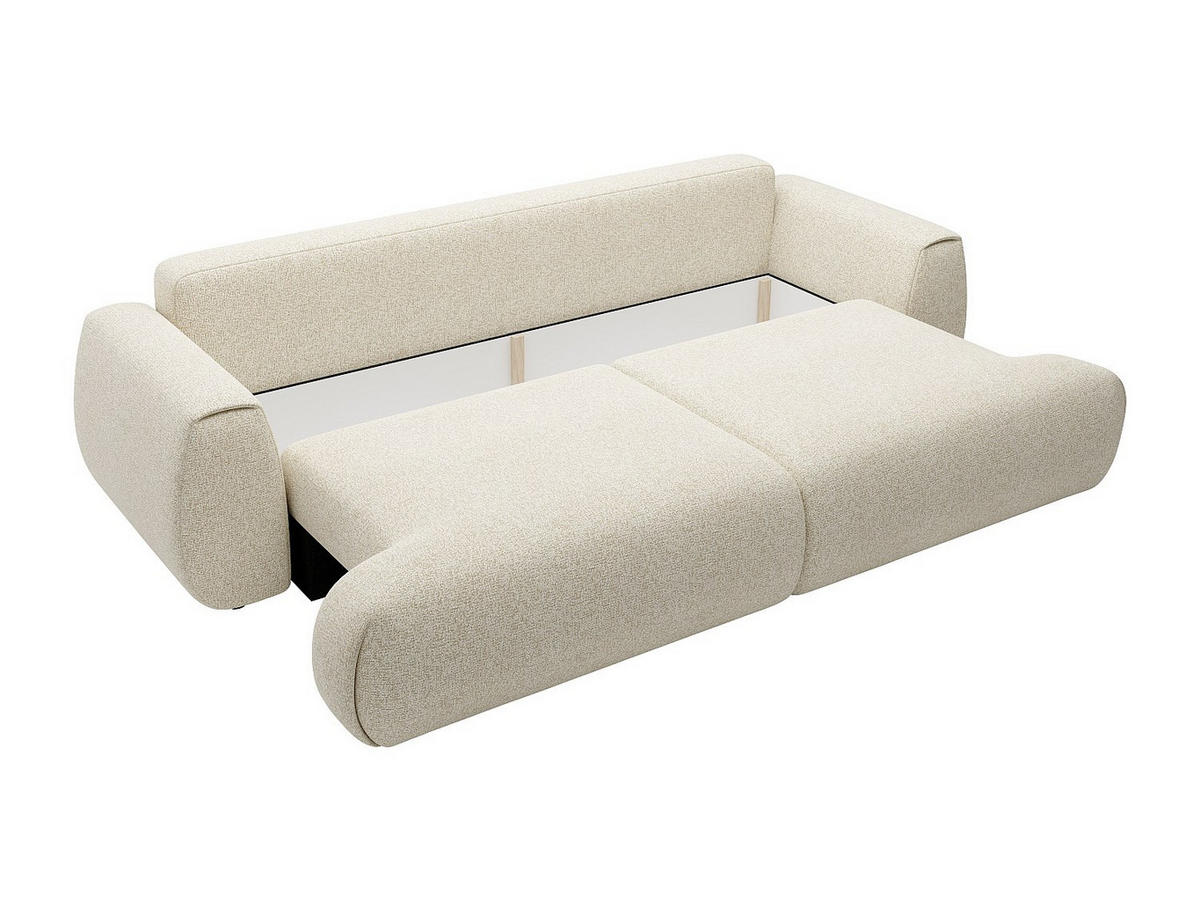 SOFA mit Schlaffunktion 4-Sitzer - melierter Stoff - Beige - MONELIA - Beige, Textil (260/81/106cm) - Vente-Unique