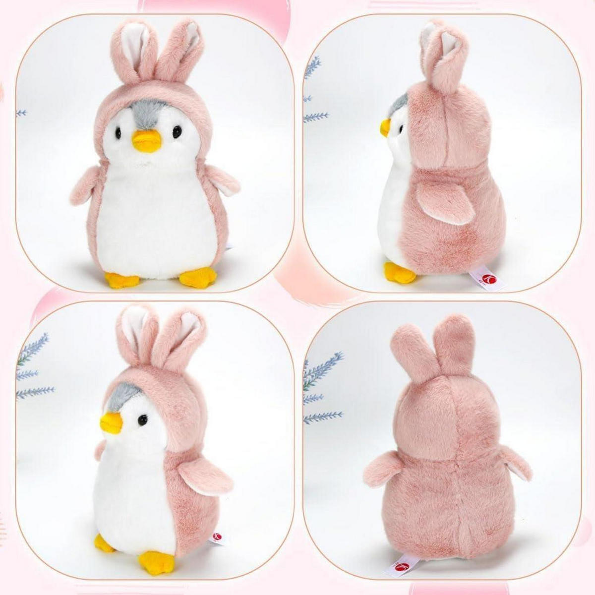 KUSCHELTIER Pinguin Rosa Hasenohren 20 cm - Rosa, Textil (15/20cm)