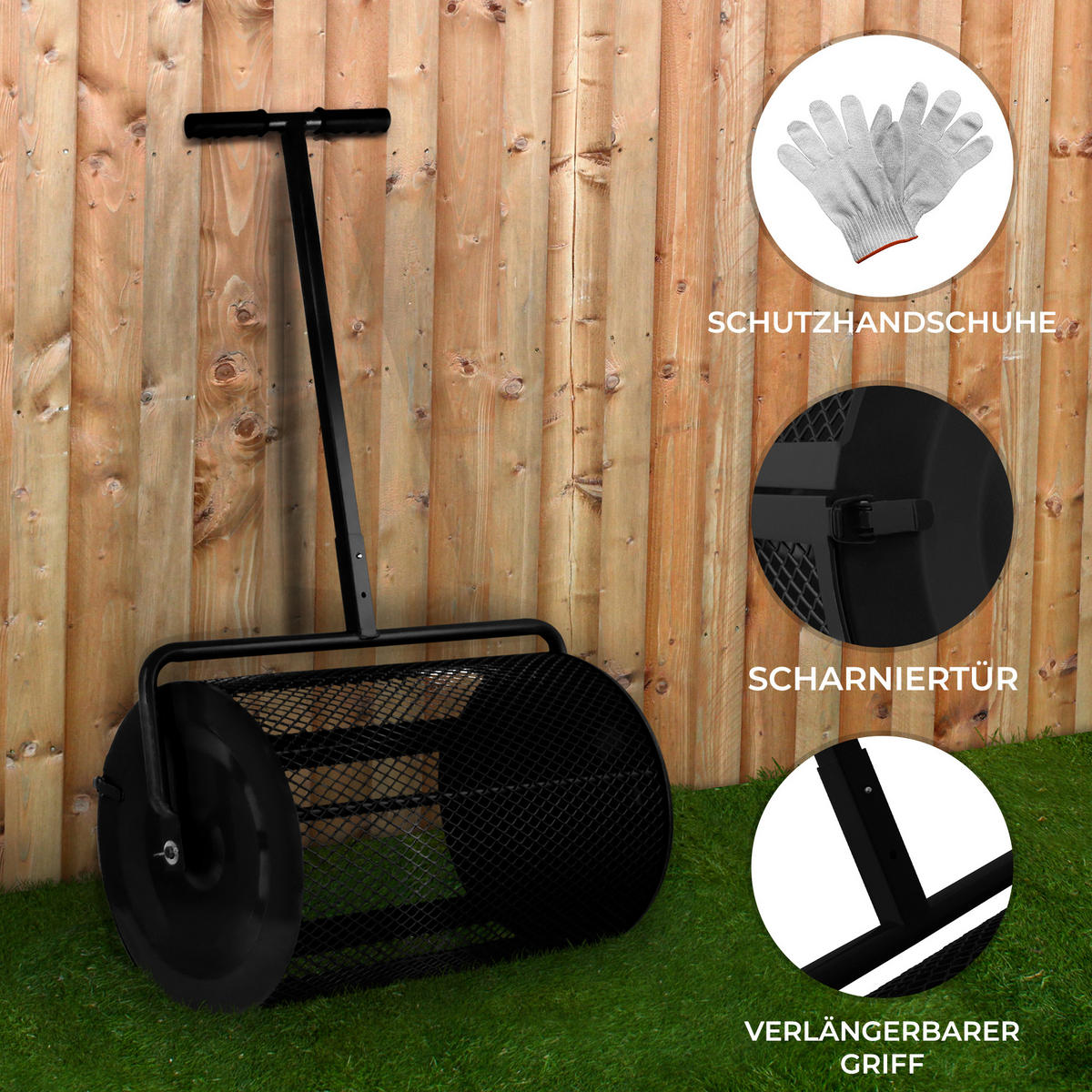 GARTEN-KOMPOSTSTREUER - Schwarz - Schwarz, Metall (66/1/41cm) - Monstershop