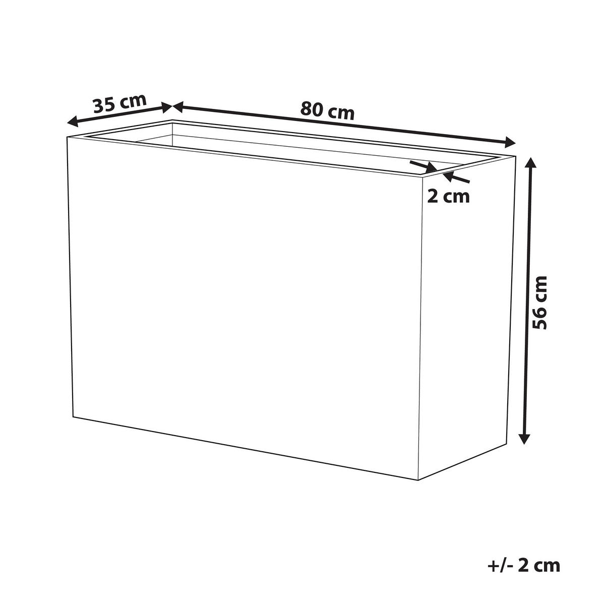 BLUMENTOPF grau rechteckig 34/80/56 cm Edessa - Grau, Stein (56cm) - Beliani