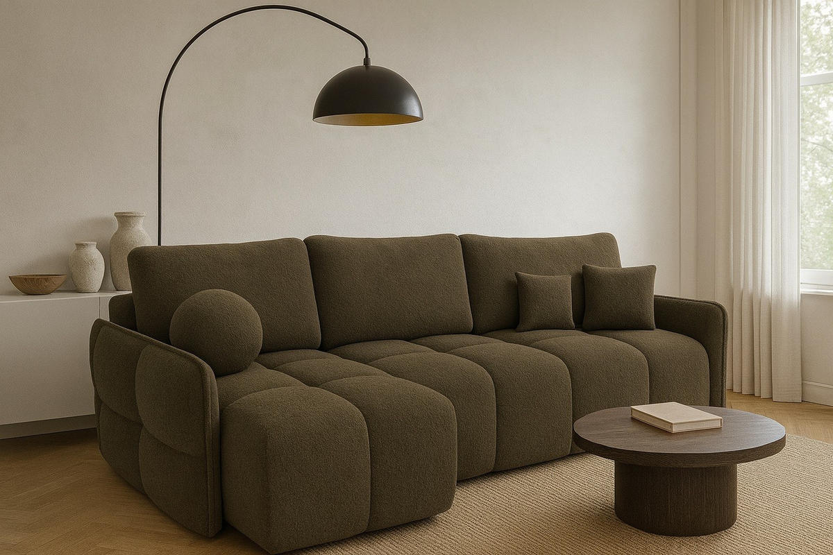 ECKSOFA Taupe MONO Mit Schlaffunktion Und Dekokissen Links - Braun, Textil (220/145cm) - Sepro Meble