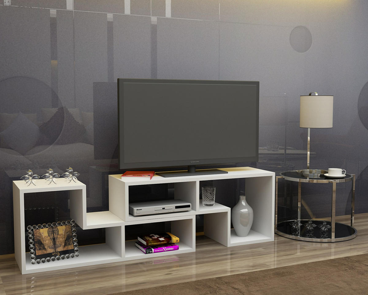 TV-ELEMENT Tetris Weiss - Weiß, Holzwerkstoff (120/40/29.5cm)
