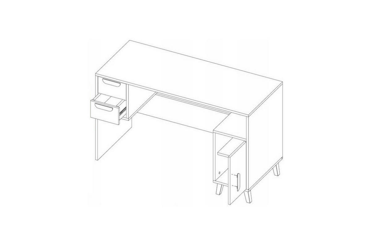 KINDERSCHREIBTISCH JUSTIN 13 130 cm breit in Weiß / Graphit / Grau / Eiche - Eichefarben/Graphitfarben, Holzwerkstoff (130/76/55cm) - Deine Möbel 24