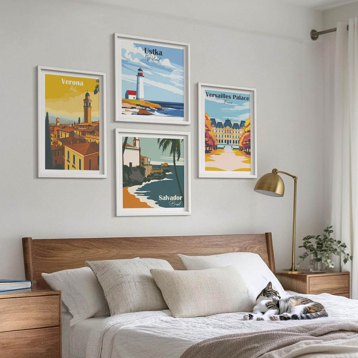 BILDER SET 4er Set - 50x50 cm & 40x60 cm Weißer Rahmen - Blicke auf berühmte Orte am Meer - Weiß, Kunststoff (50/50cm) - TULUP