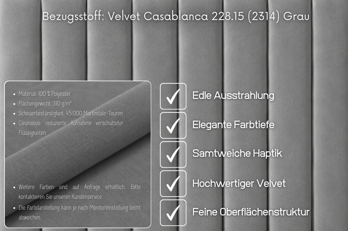 MASSIVHOLZBETT Eyko BORA, 160/200, Wildeiche - lackiert, Samt-Kopfteil Grau - Eichefarben/Grau, Holz/Textil (160/200cm) - TWILUX