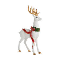 DEKOFIGUR Wreathdeer, Weiß, 55.5 x 11 x 35 cm, Dekorative Weihnachtsdeko - Weiß, Kunststoff (11/55.5/35cm) - home&you