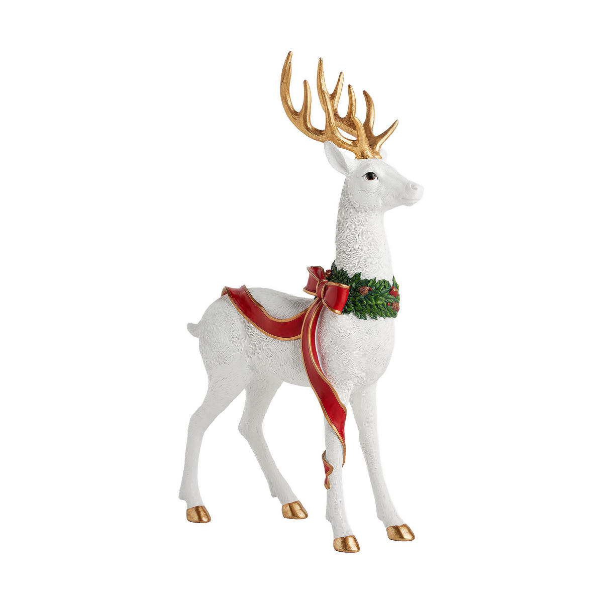 DEKOFIGUR Wreathdeer, Weiß, 55.5 x 11 x 35 cm, Dekorative Weihnachtsdeko - Weiß, Kunststoff (11/55.5/35cm) - home&you