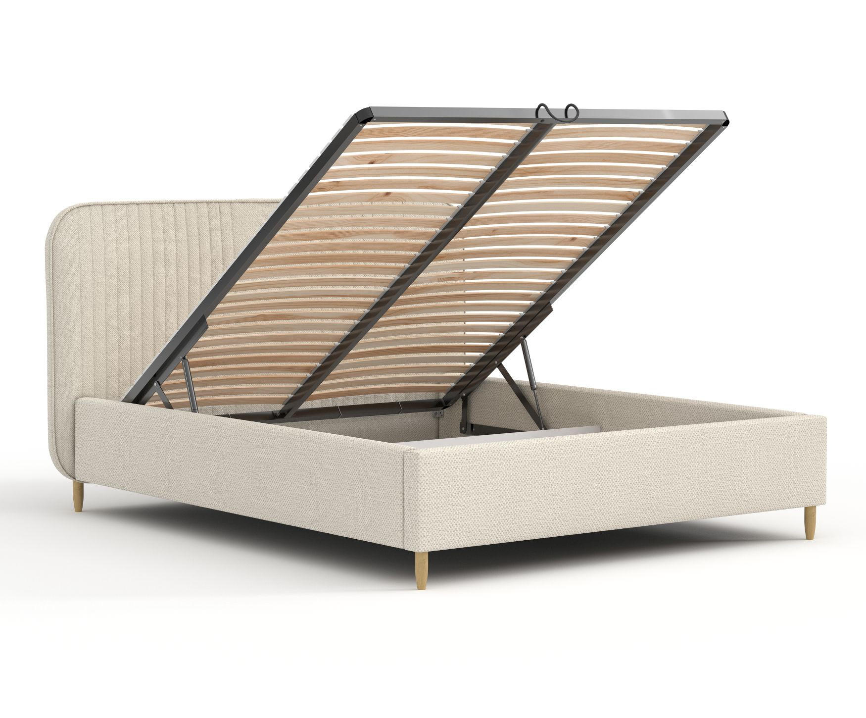POLSTERBETT Livy Beige 120/200 cm im Chenille-Stoff - Beige/Naturfarben, Holz/Holzwerkstoff (120/200cm) - Maison de Reve