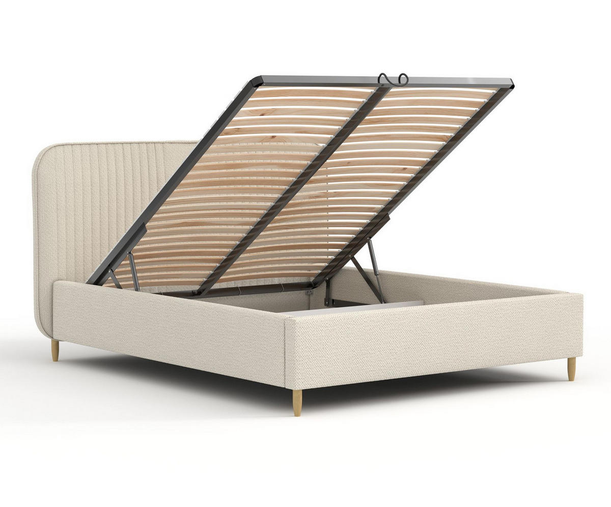 POLSTERBETT Livy Beige 120/200 cm im Chenille-Stoff - Beige/Naturfarben, Holz/Holzwerkstoff (120/200cm) - Maison de Reve