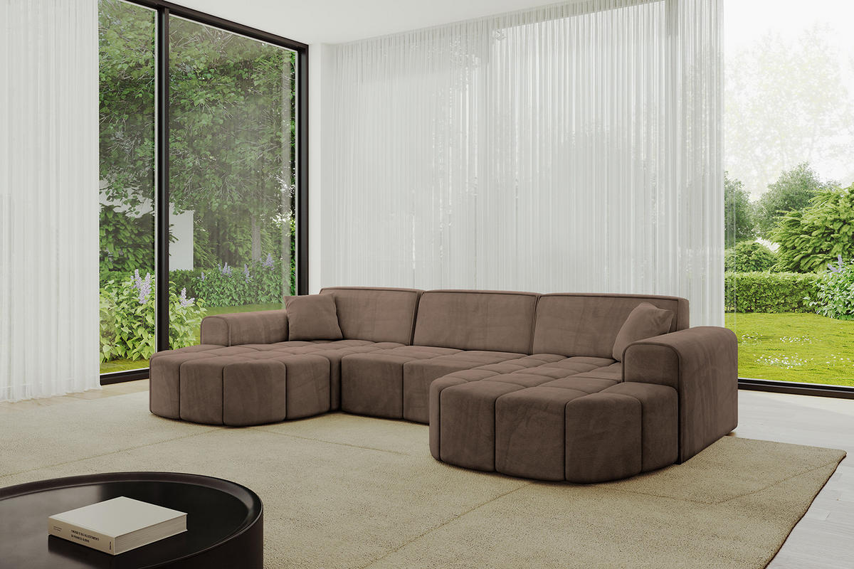 WOHNLANDSCHAFT LIVO-U1 - 315x173x79,5 cm Braun - Braun, Holzwerkstoff/Textil (315/79/173cm) - ALTDECOR