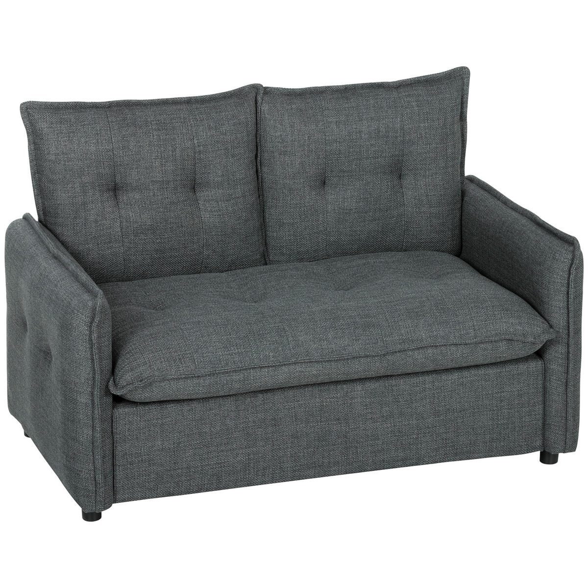 SOFA, 2-Sitzer, 131cm, Leinenstoff, Federkernkissen, dunkelgrau - Multicolor, Holzwerkstoff (131/85/75cm) - FORIOUS