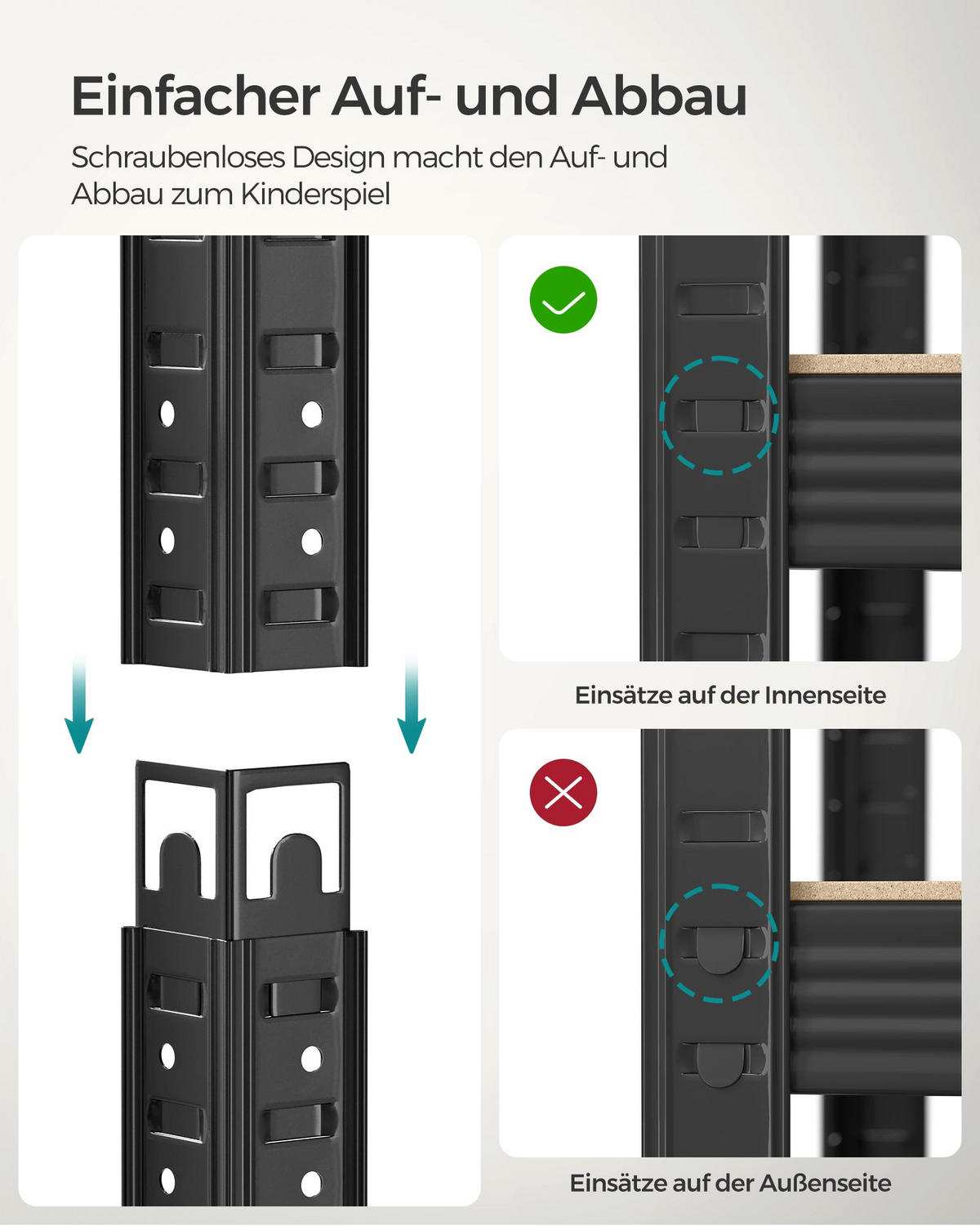 SCHWERLASTREGAL Ottawa - Schwarz, Metall (50/200/100cm) - Hansiro
