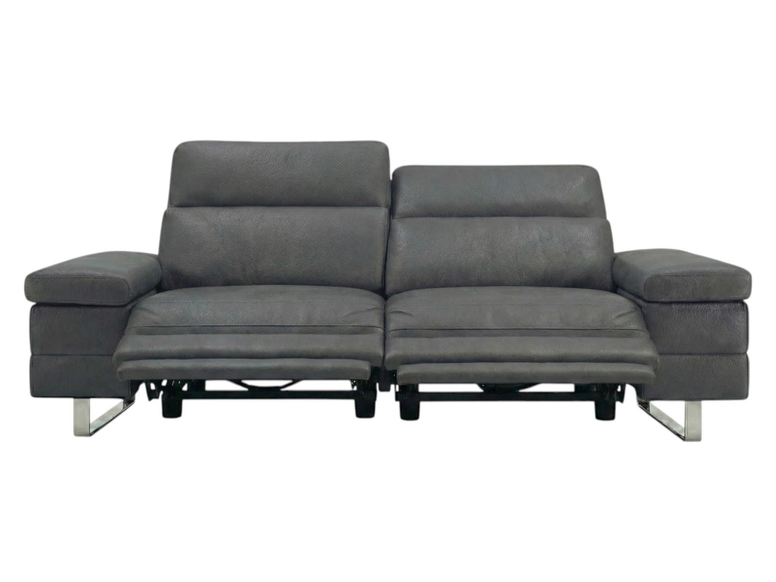 3-SITZER Sofa Virage Echtleder mit 2 x Relaxfunktion Anthrazit - Anthrazit, Leder/Metall (212/75/109cm)