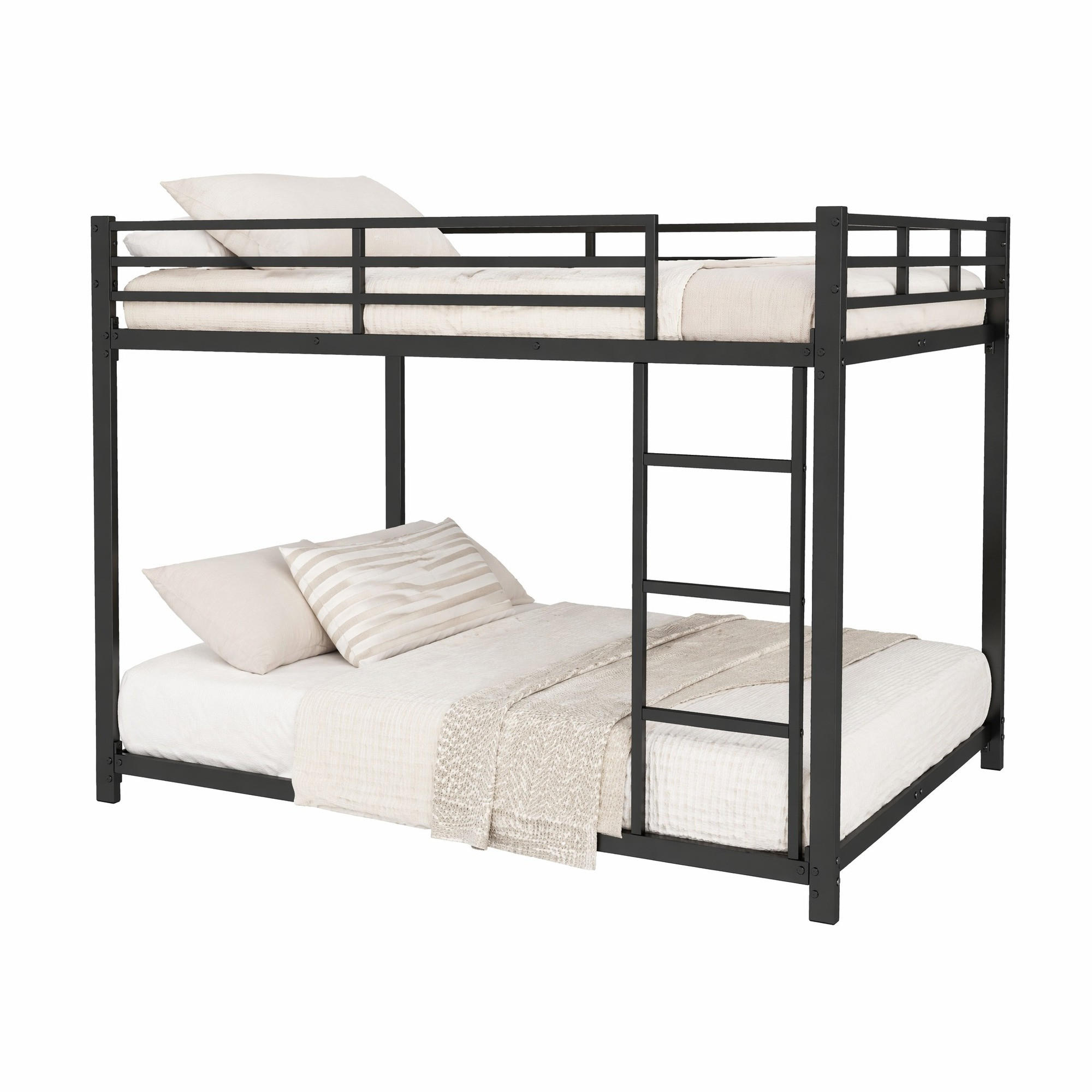 ETAGENBETT 140/200 mit Sicherheitsleisten und Lattenrost in Schwarz - Schwarz, Metall (140/200cm) - EVRYAE