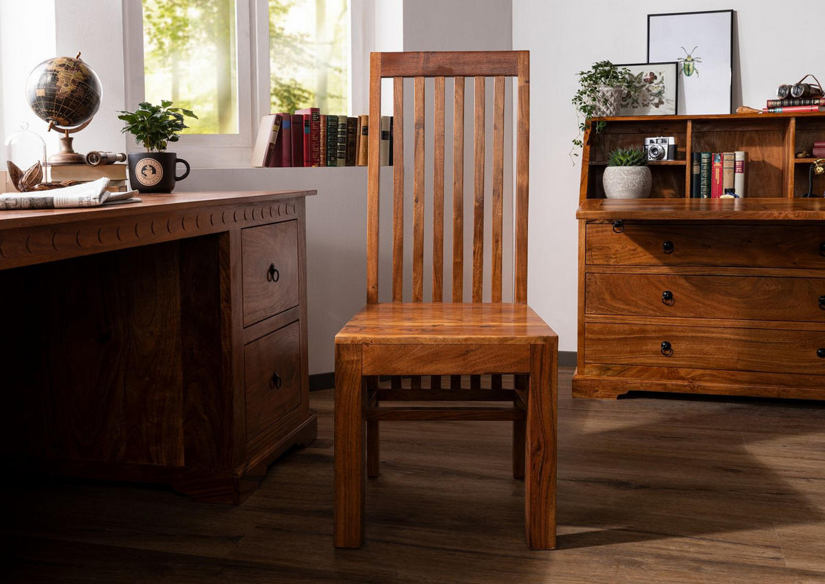 STUHL Massivholz 45 x 46 x 110 cm hellbraun OXFORD #25 - Braun, Holz (45/110/46cm) - Massivmoebel24