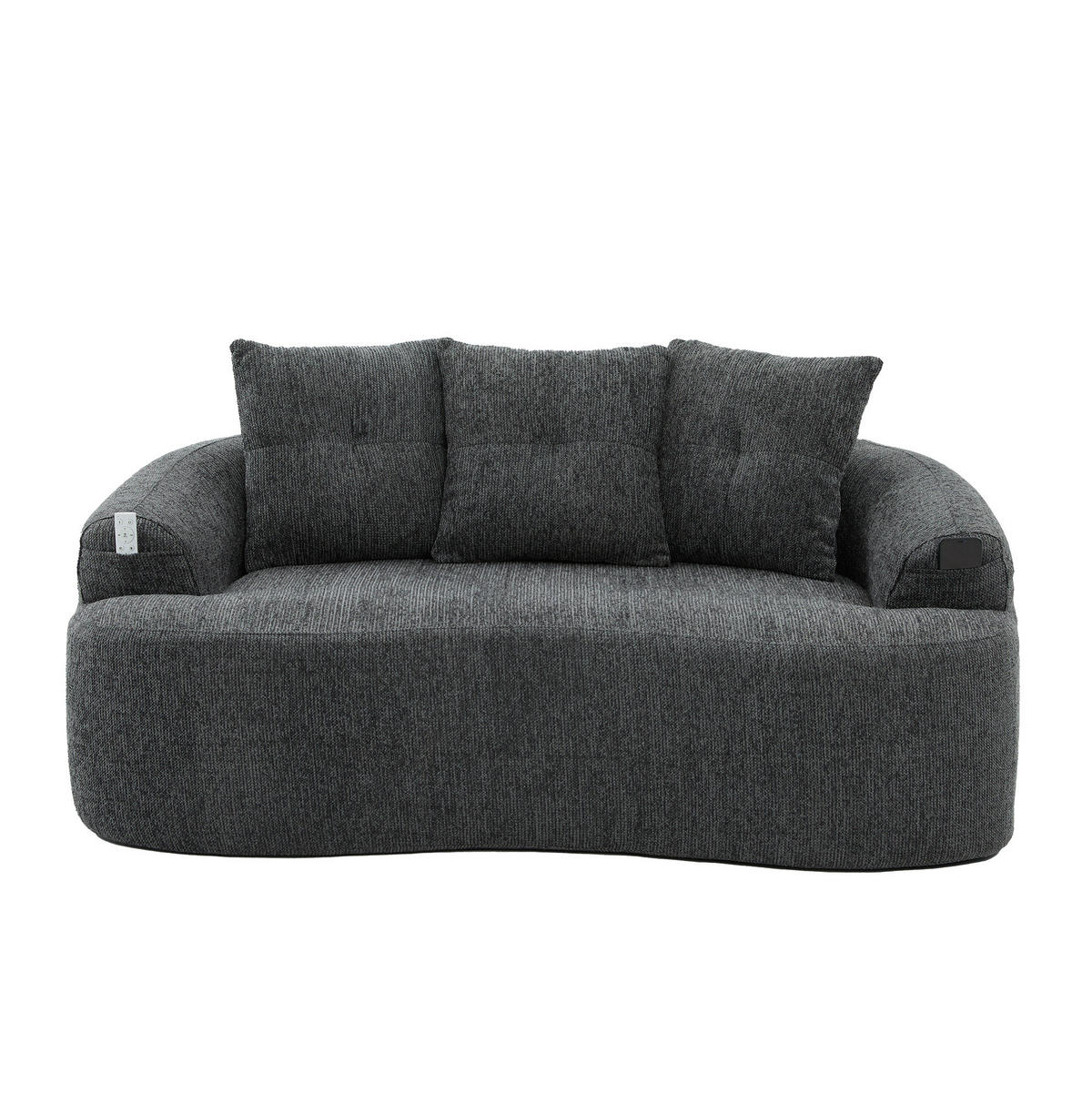 SOFA 2-Sitzer 164 x 92 x 60 cm Chenille Grau - Grau, Holzwerkstoff (164/60/92cm) - Meubliv