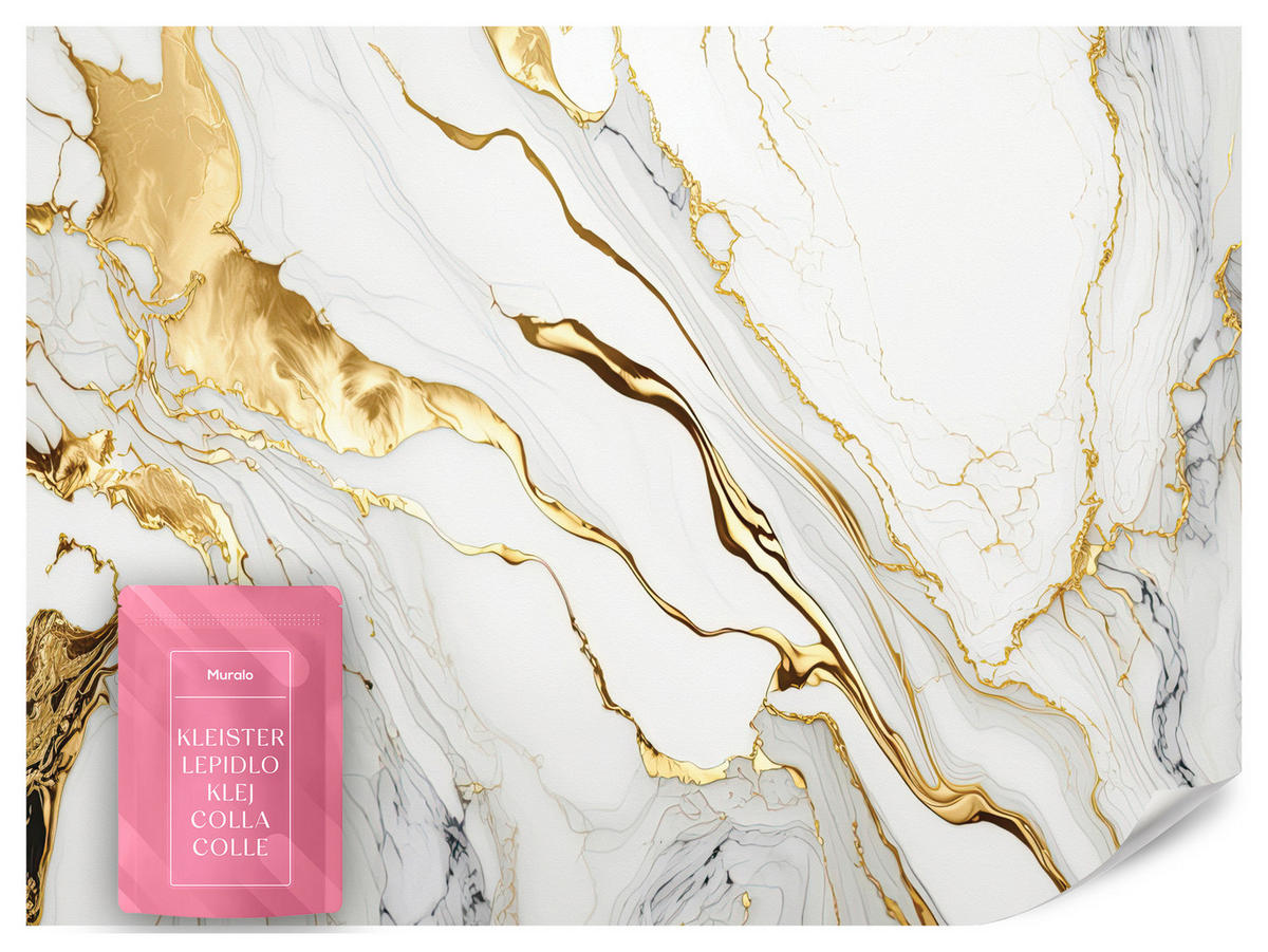 FOTOTAPETE Marmor Abstraktion Glamour Stil 250x175 - Gelb/Beige, Papier (250/175cm) - Muralo