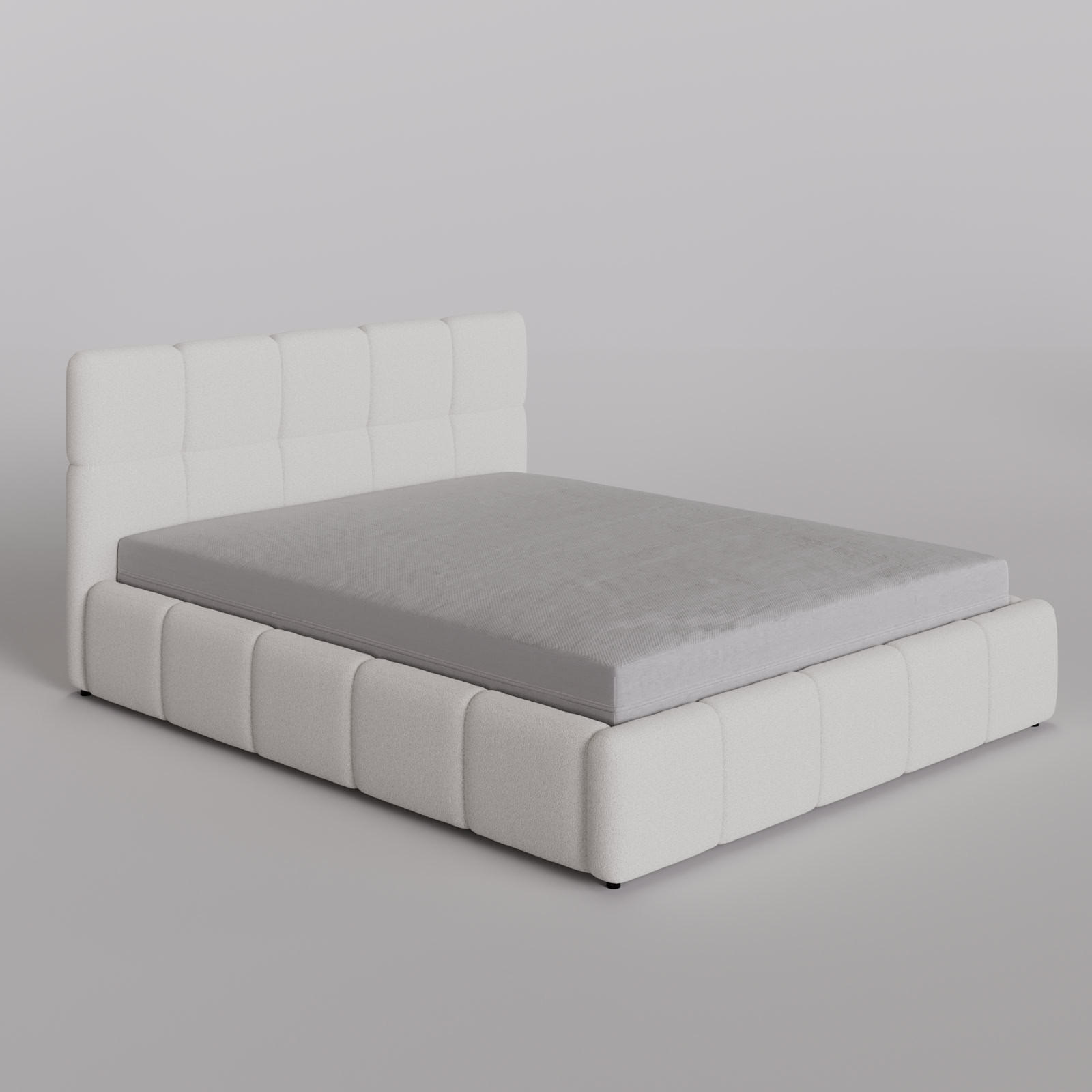 POLSTERBETT 180/200 cm, in Weiß, Bouclé-Stoff, gepolstertes Kopfteil, Lattenrost, Bettkasten - Weiß, Textil - Barchello