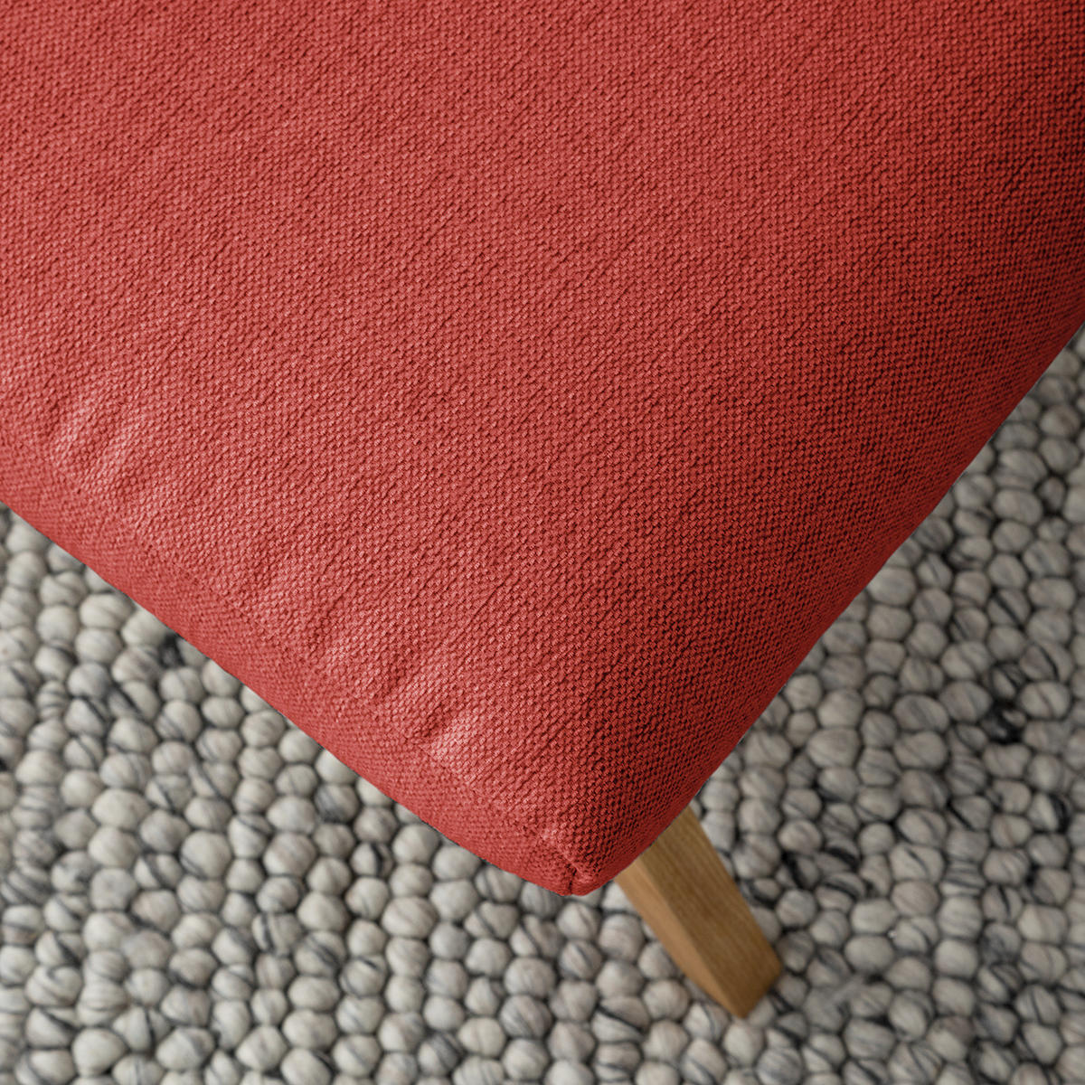POLSTERHOCKER - Eichefarben/Rot, Eichenholz/Textil (54/41/41cm) - home24