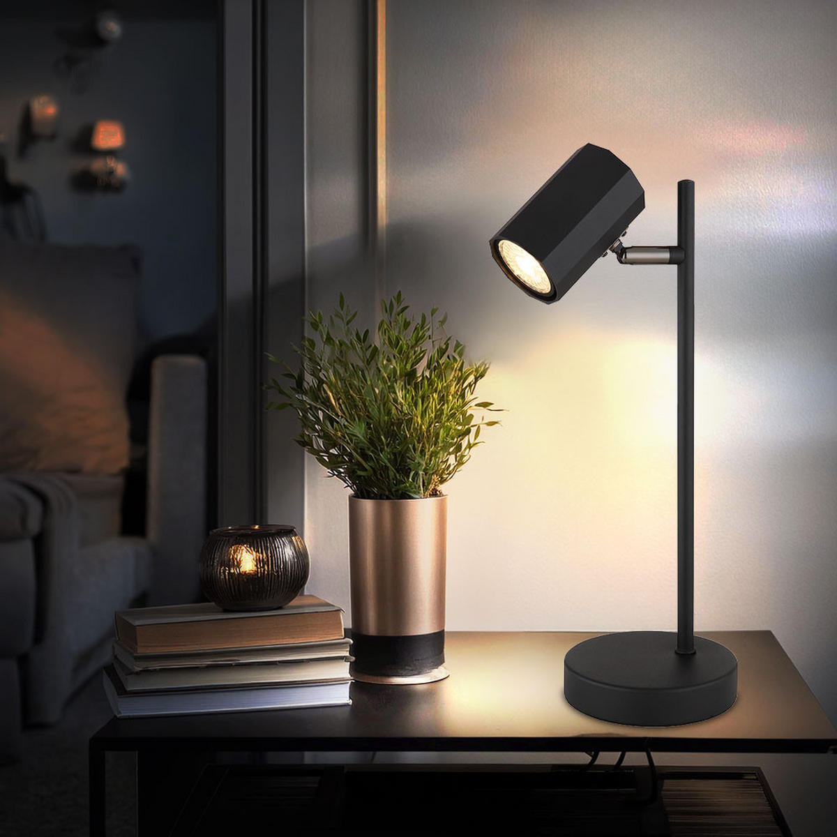 TISCHLEUCHTE grau Flexibel verstellbar - Grau, Metall (16.5/12/35cm) - Globo Lighting