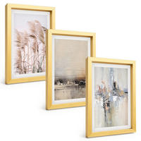 BILDER SET 3er Set - 20x30 cm Goldrahmen - Abstrakte Vegetationsmuster - Goldfarben, Kunststoff (20/30cm) - TULUP