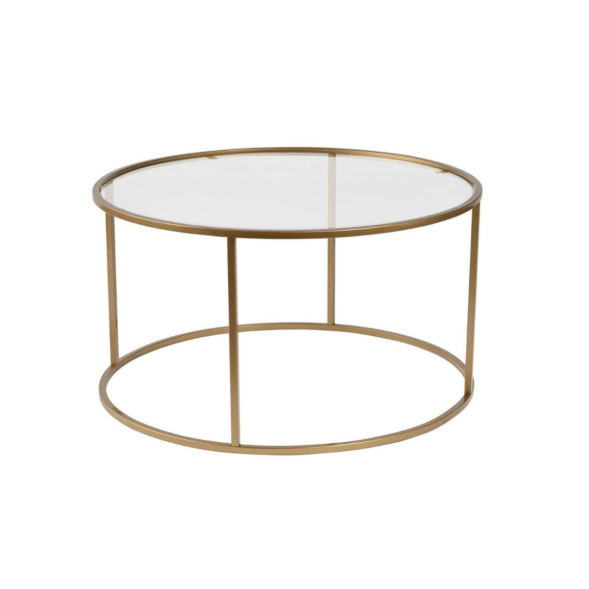 COUCHTISCH mit Glasplatte 80/80/43 cm - Goldfarben, Metall (80/80/43cm) - Calicosy