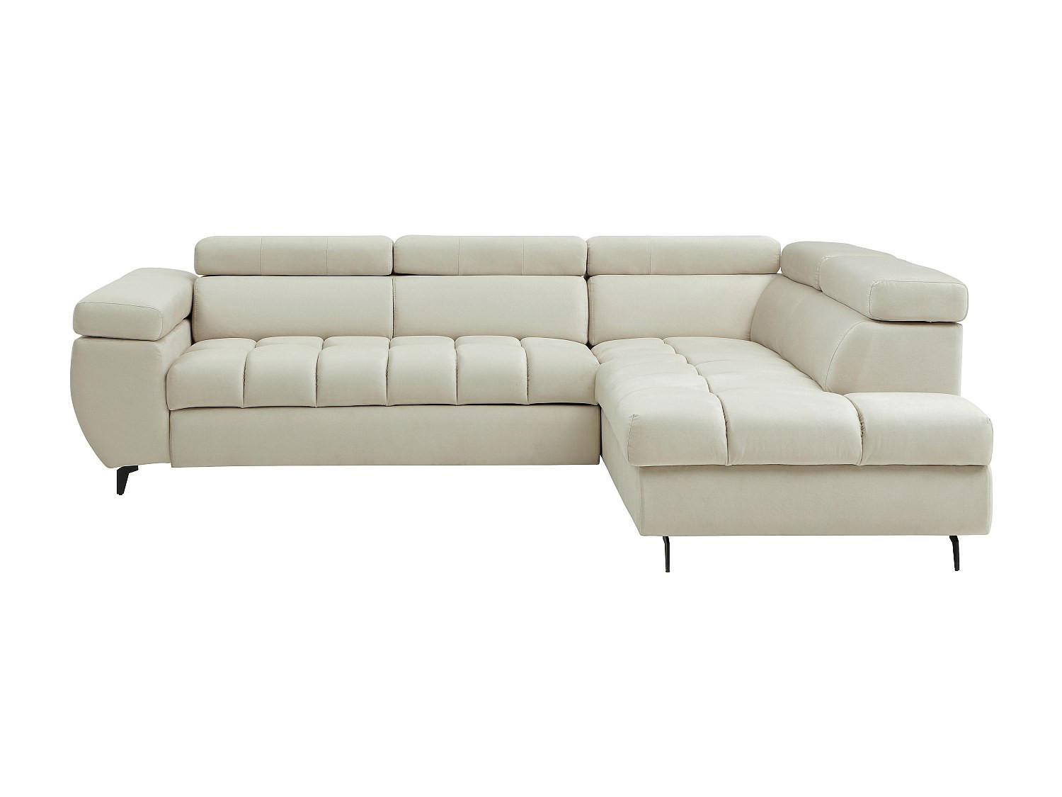 SCHLAFSOFA - 5 Personen - Samt - Beige - - Beige, Textil (274/80/204cm) - Vente-Unique