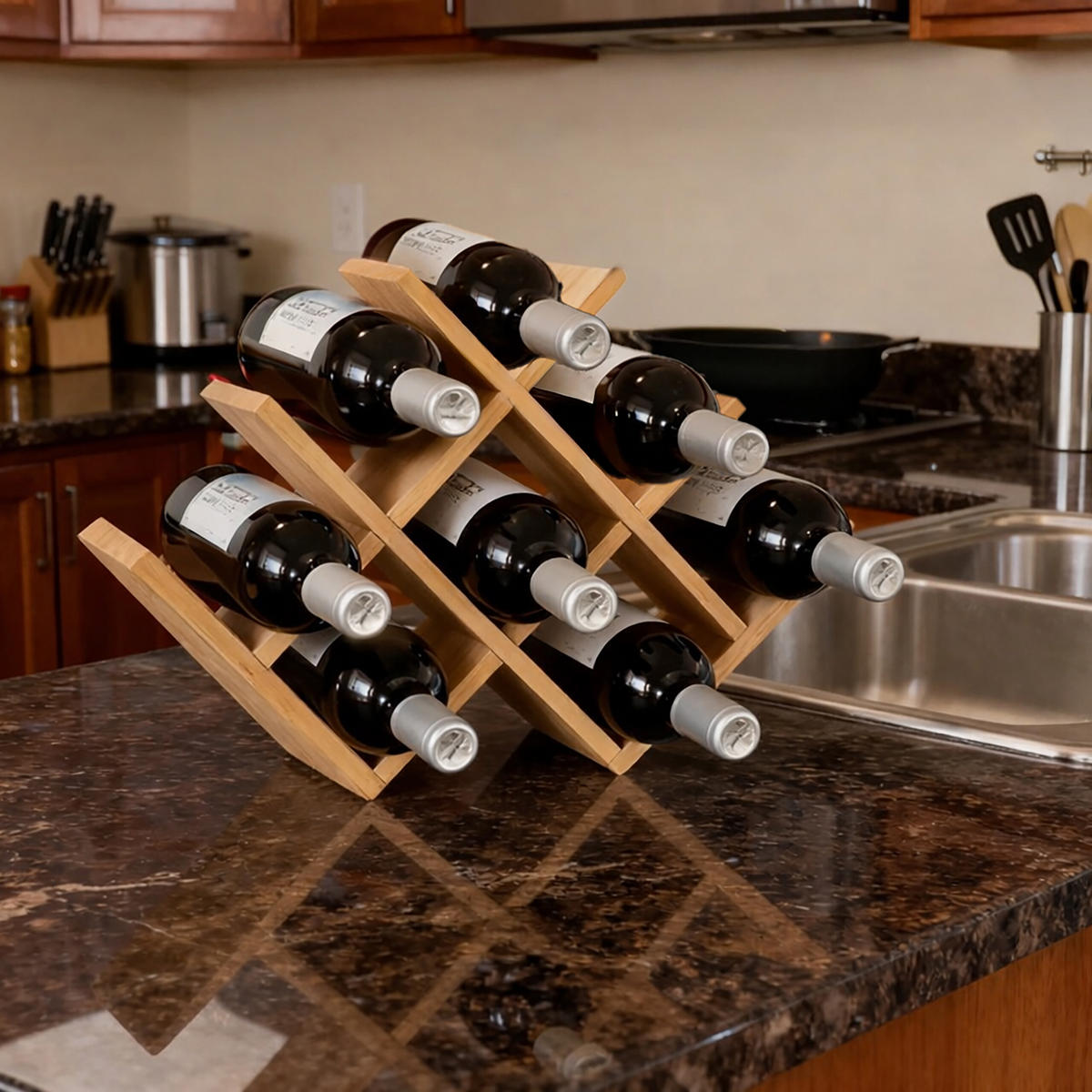 WEINREGAL - Hellbraun, Holz (42.5/29/43cm) - Relaxdays