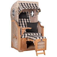 STRANDKORB Düne 1-Sitzer Teak 505 - Anthrazit/Braun, Holz/Textil (98/165/80cm) - Mr. Deko