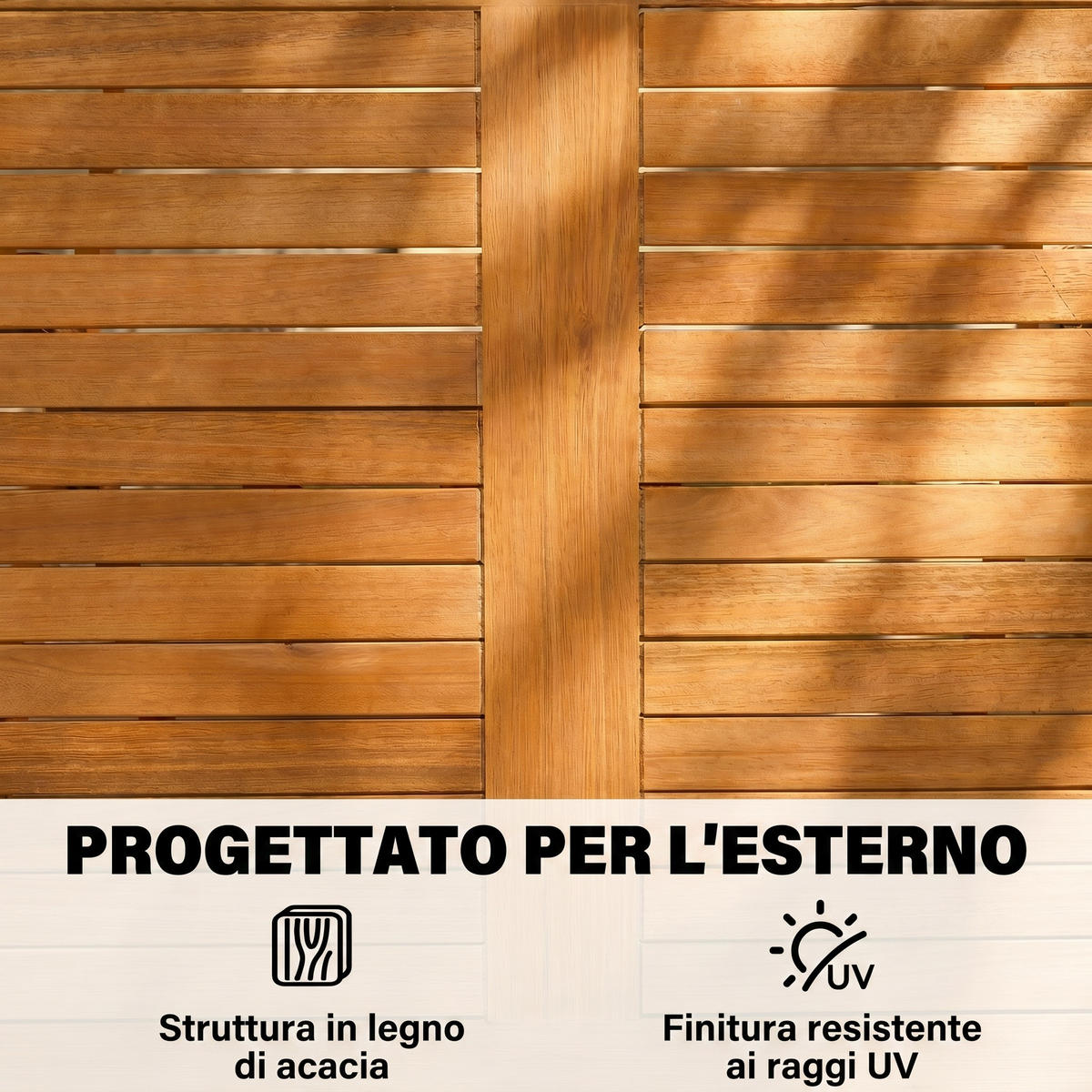 GARTEN-ESSSET 5-teilig,Tisch+4 Klappstühle - Beige, Holz - Vallsero