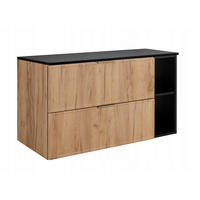 WASCHBECKUNTERSCHRANK SLIM 80 cm mit Arbeitsplatte Schwarz Eik Craft - Eichefarben/Schwarz, Holzwerkstoff (80/57/46cm) - Rodan