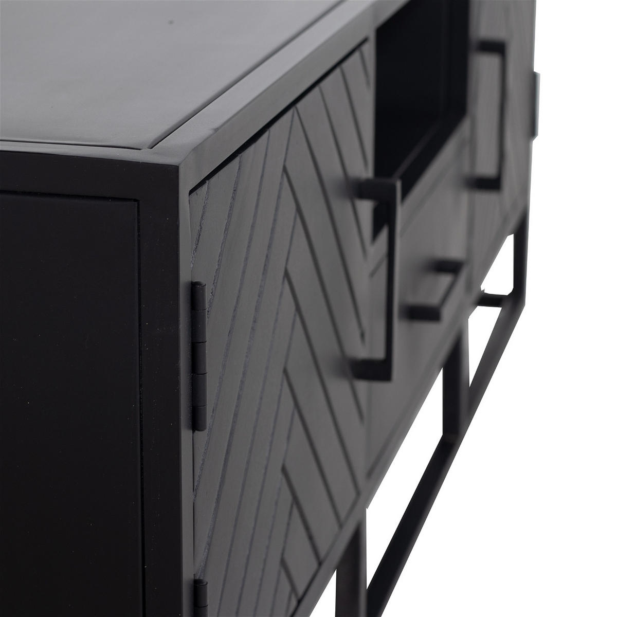 TV-SCHRANK Herringbone aus Mangoholz 140cm, schwarz - Schwarz, Holz (140/50/40cm) - Giga Meubel