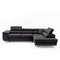 ECKSOFA WILD L Rechts mit Schlaffunktion 127x195 Velours Dunkelgrau - Chromfarben/Dunkelgrau, Holz/Textil (274/203cm) - Muffo