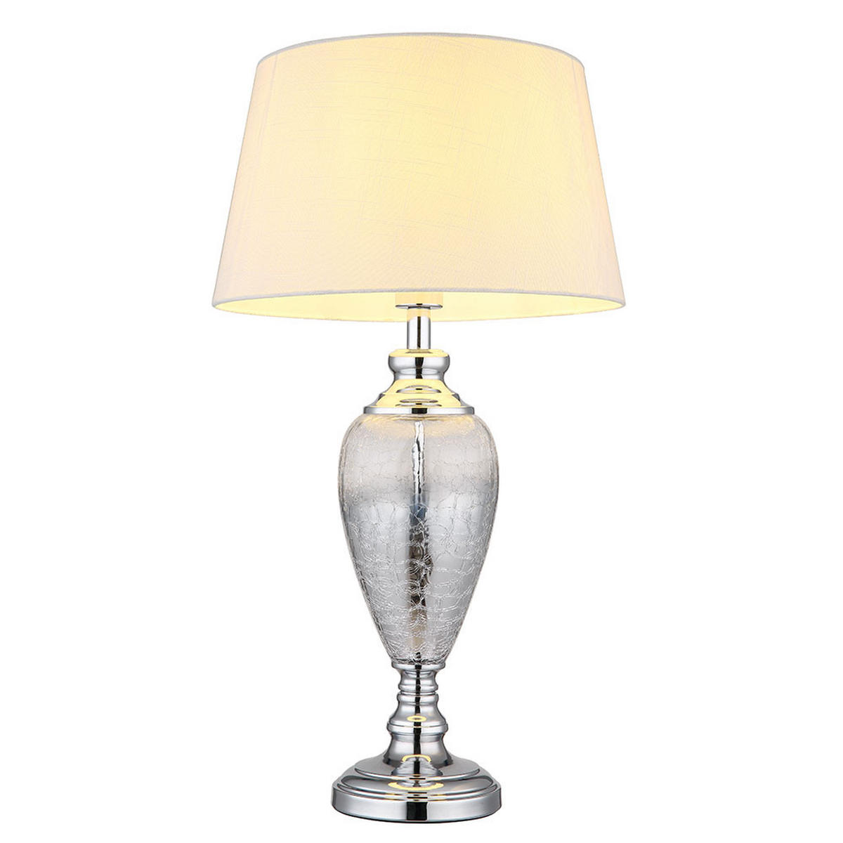 LED TISCHLEUCHTE Altmessing Chrom - Weiß, Glas (38/38/66cm) - Globo Lighting