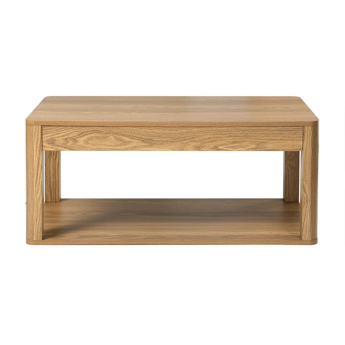 COUCHTISCH 2 rechteckige Holzoptik-Ablagen L90 cm - CELIA - Eschefarben, Holzwerkstoff (56/50/40cm) - Calicosy