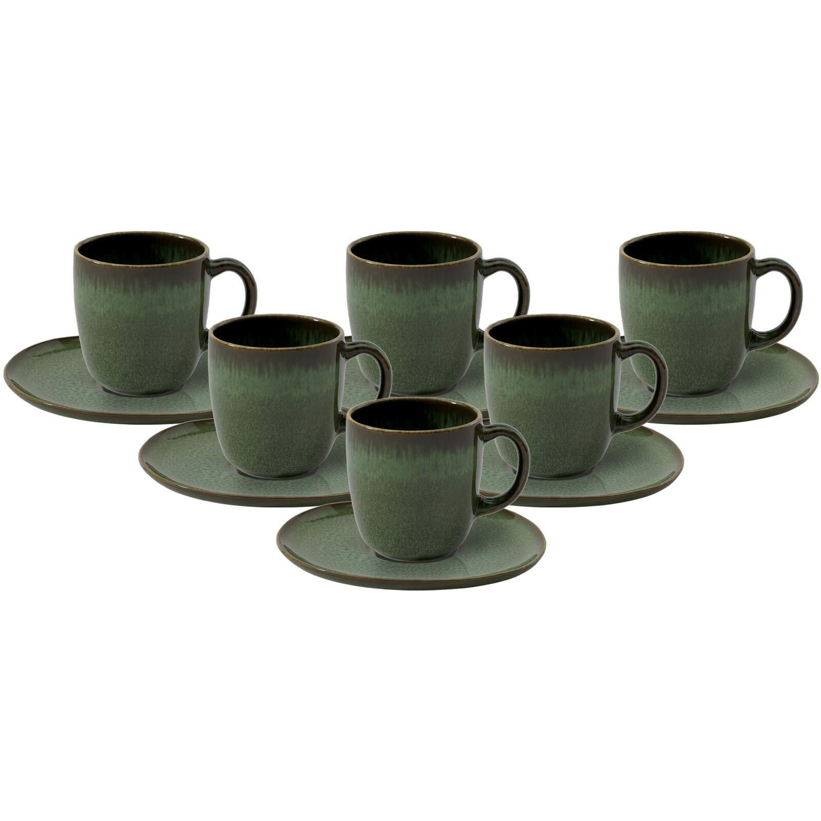 KAFFEETASSEN MIT UNTERTASSEN Lave Vert 190 ml 6er Set - Grün, Keramik (15.2/9.9/15.3cm) - like.Villeroy & Boch