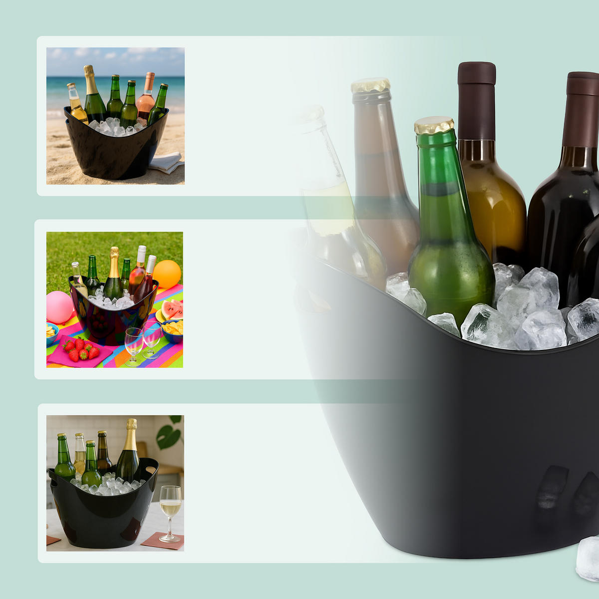 EISEIMER - Schwarz, Kunststoff (34.5/25.5cm) - Relaxdays