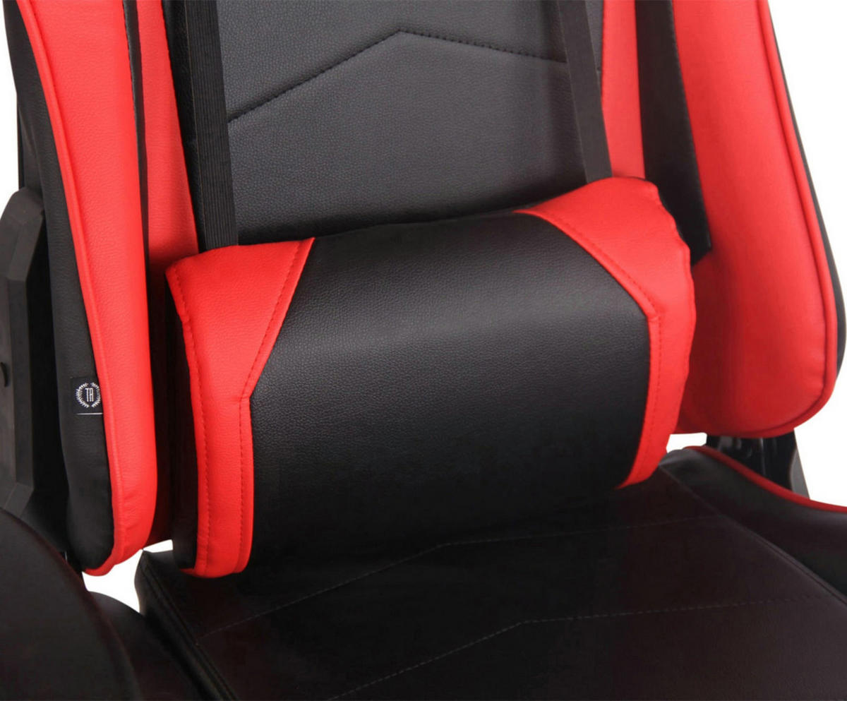 CHEFSESSEL Lederlook schwarz/rot - Rot/Schwarz, Kunststoff/Textil (67/132/58cm) - CLP