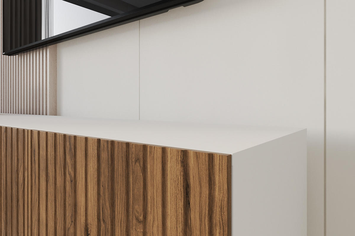 LOWBOARD KITO-W 2x100x40x41 cm - Weiß / Katania - Eiche Wotan, Holzwerkstoff (200/40/41cm) - ALTDECOR