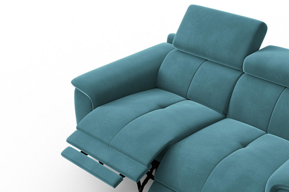SOFA RELAX FIERO 2-Sitzer, Minter Veloursstoff - Schwarz/Mintgrün, Holz/Textil (170/82/103cm) - Courtois Laville