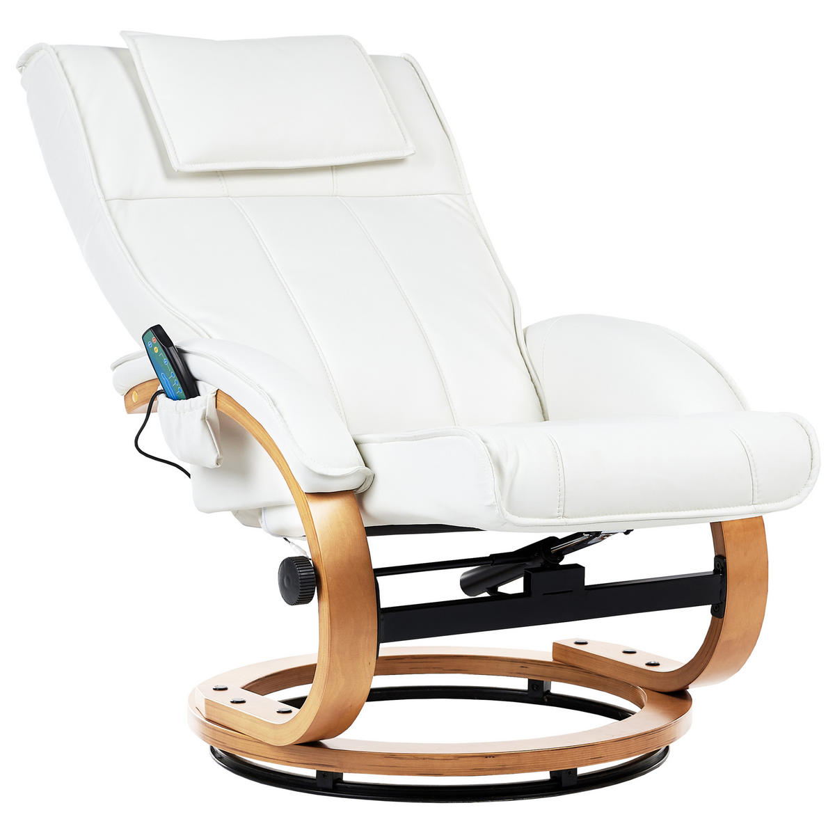 MASSAGESESSEL mit Fußhocker Kunstleder Beige Majestic - Beige, Holz/Textil (60/101/80cm) - Beliani