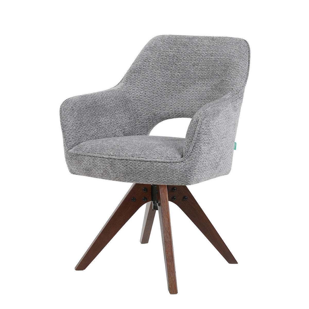 DREHSTUHL Mika-Lena 2er-Set - Dunkelgrau/Nussbaumfarben, Eichenholz/Holz (60/87/65cm) - DUBI Möbel