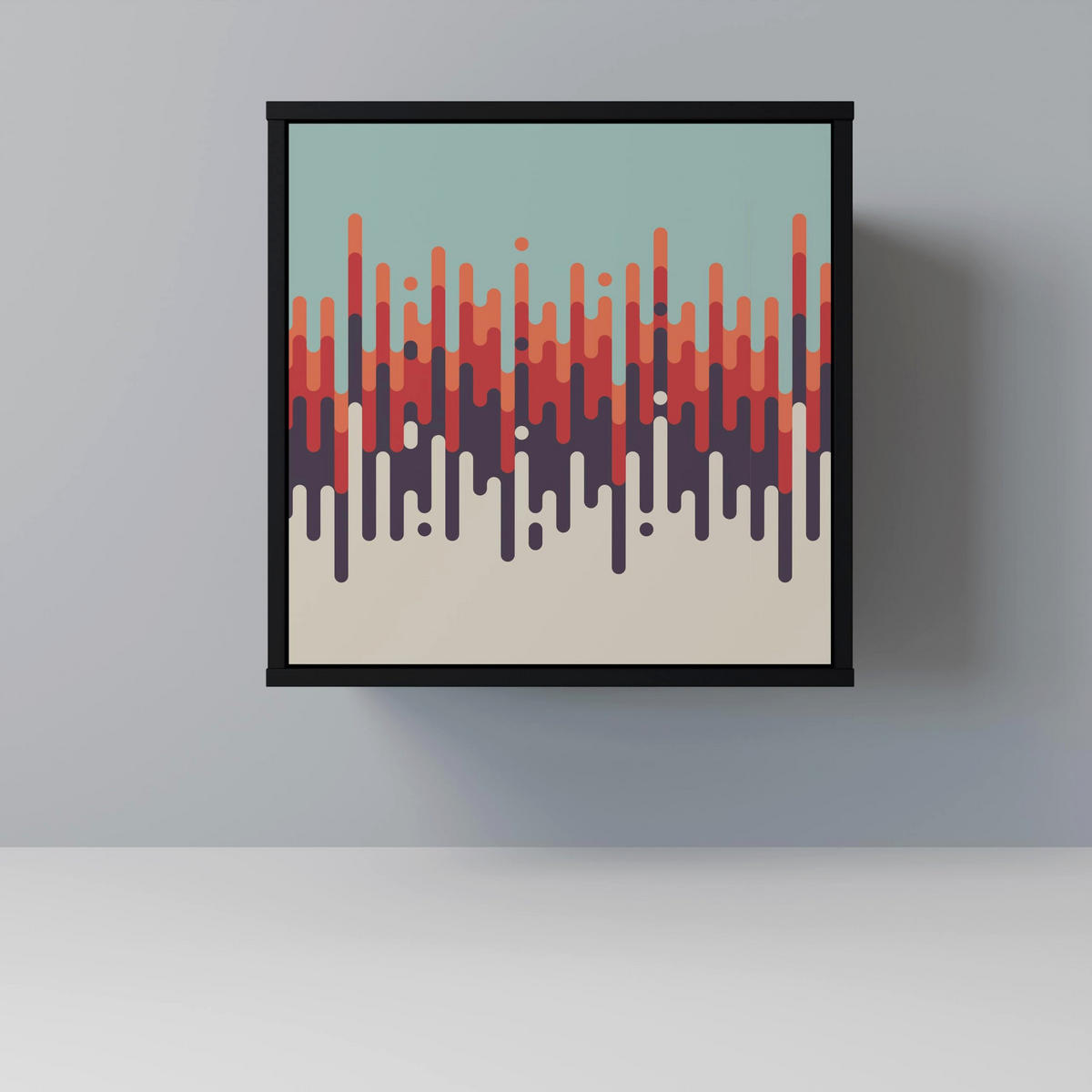 SIDEBOARD CHROMA CONTOURS, Schwarz, 57,5x42x70,5 cm, Schwarze Metall-Sternfüße - Multicolor/Schwarz, Holzwerkstoff/Metall (57.5/70.5/42cm) - SpaceRebels