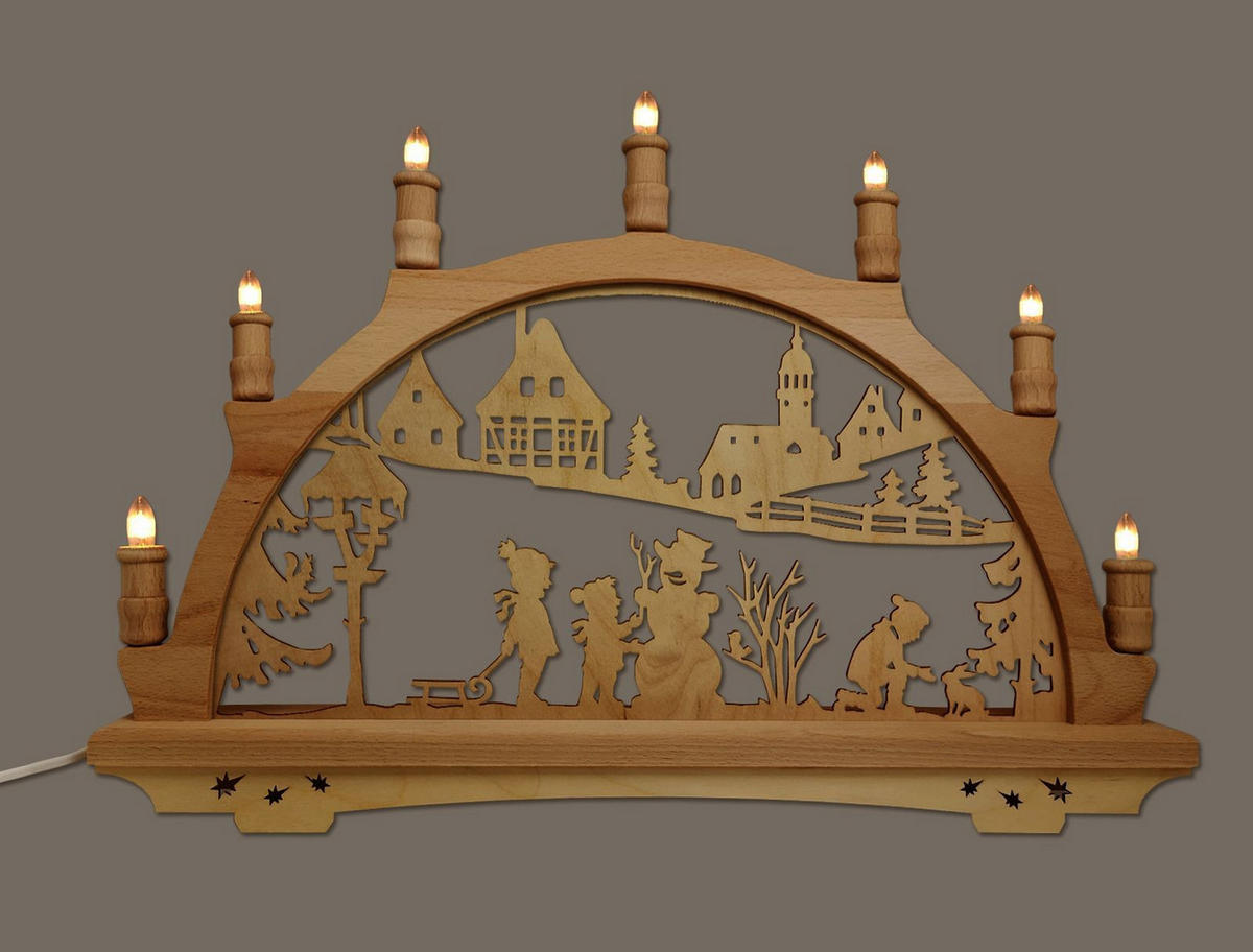 SCHWIBBOGEN Winterfiguren 7-flammig - Multicolor, Holz (0.1/1/0.1cm) - Dekoteam24